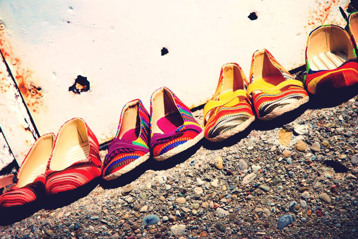 Shoes by NationWares, a company that works with international partners designing fair trade jewellery and accessories made from local, renewable resources. 