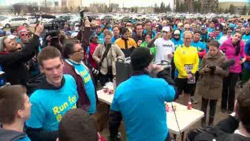 Hundreds gather to show their support for the victims of the Boston Marathon bombings.