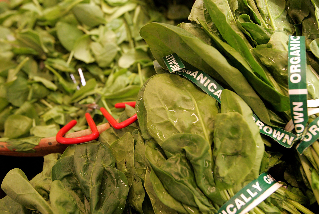 Fresh spinach leaves are seen in the produce section of United Market September 15, 2006 in San Rafael, California.