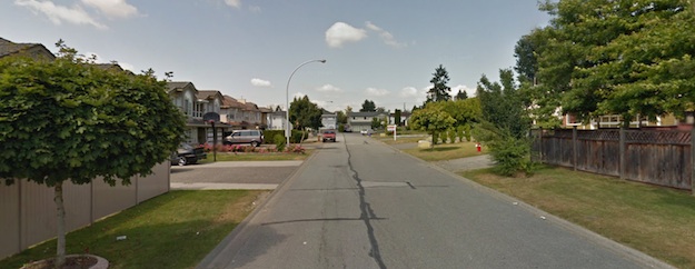 The view looking north on 138A Avenue. 