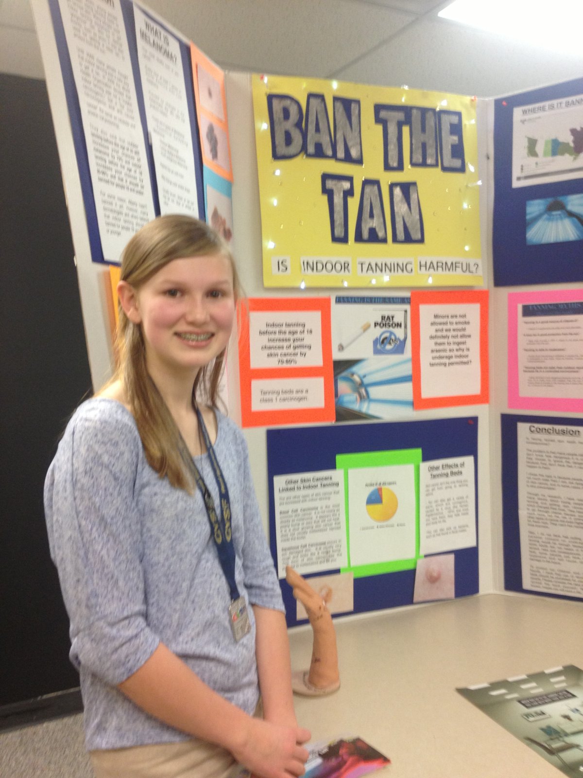 13-year-old Cassie Barrow brought home the silver medal at the Calgary Youth Science Fair, for her project on the effects of indoor tanning.