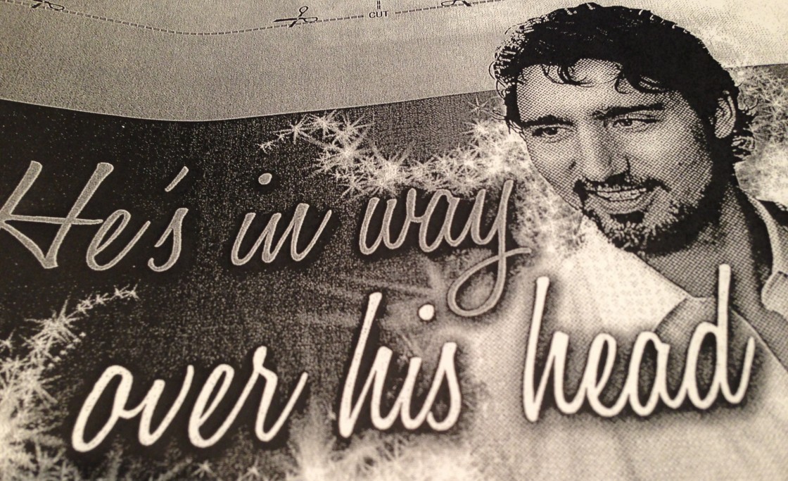 A shot of a Conservative mock-up flyer attacking Liberal leader Justin Trudeau.