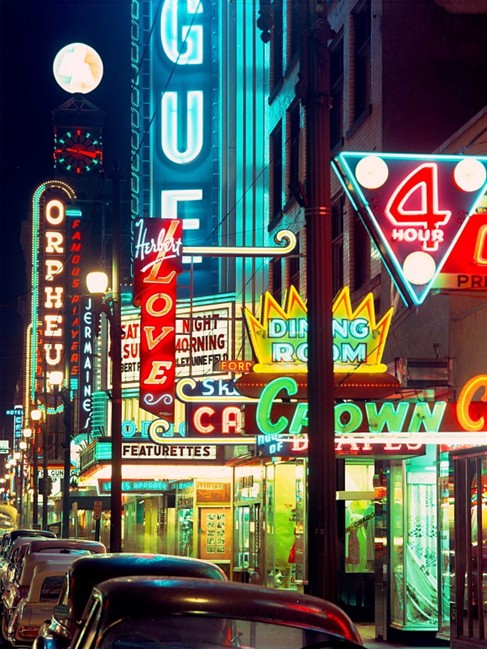 FILE PHOTO: Neon lights on Granville St. in Vancouve.