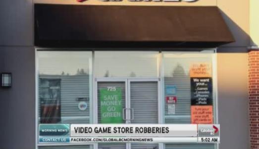 Two EB Games stores were robbed on Easter Sunday.
