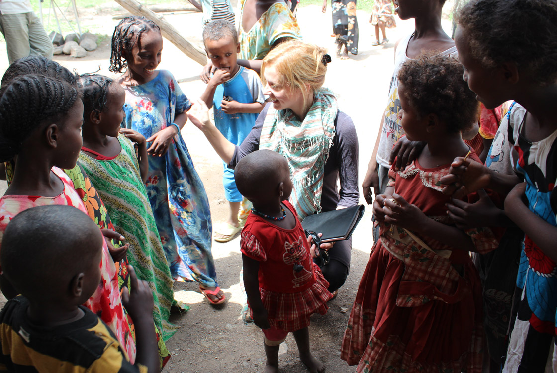 Dr. Nutt meeting with local children in Afar, Ethiopia.