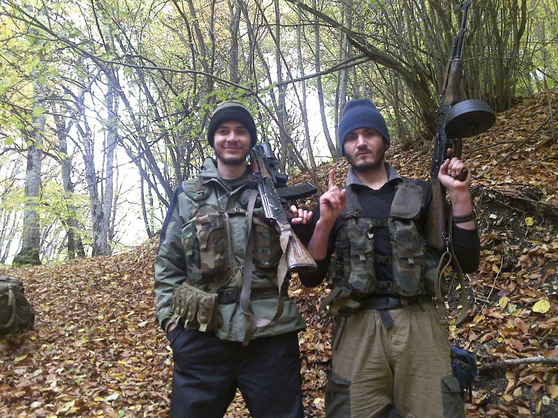 In this undated photo provided by the Dagestani branch of the Federal Security Service, the Canadian, William Plotnikov, left, and an unidentified man.. Russian agents placed the elder Boston bombing suspect under surveillance during a six-month visit to southern Russia last year, then scrambled to find him when he suddenly disappeared after police killed a Canadian jihadist, a security official told The Associated Press.