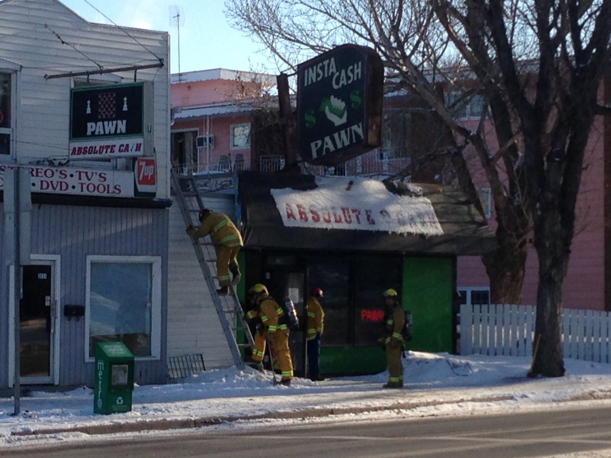 The collapse happened at Absolute Cash Pawn Shop on the 2900 block of Dewdney Ave.