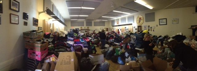 Donations pour in for victims of the apartment fire in Stony Plain, May 9, 2013.