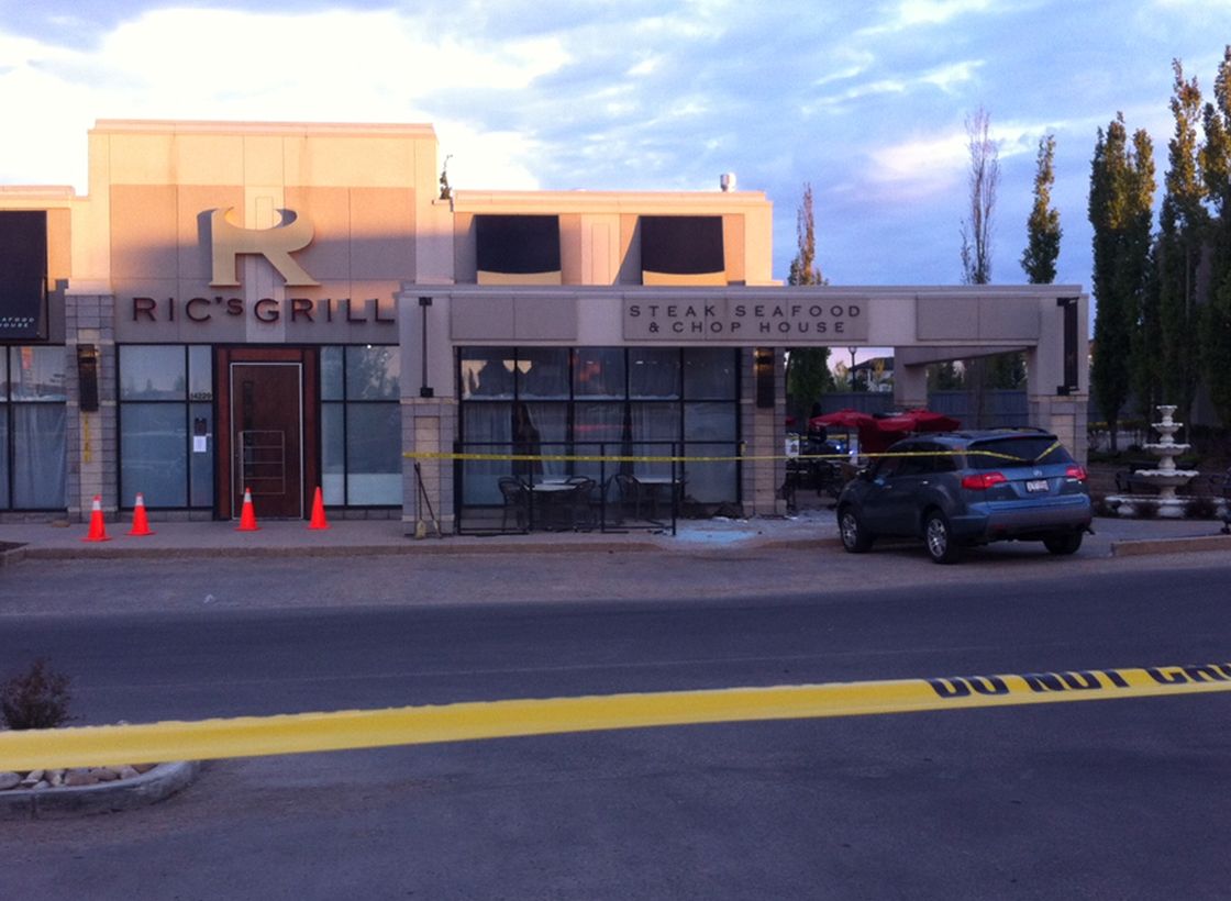 Restaurant in south Edmonton where two-year-old was killed in collision.