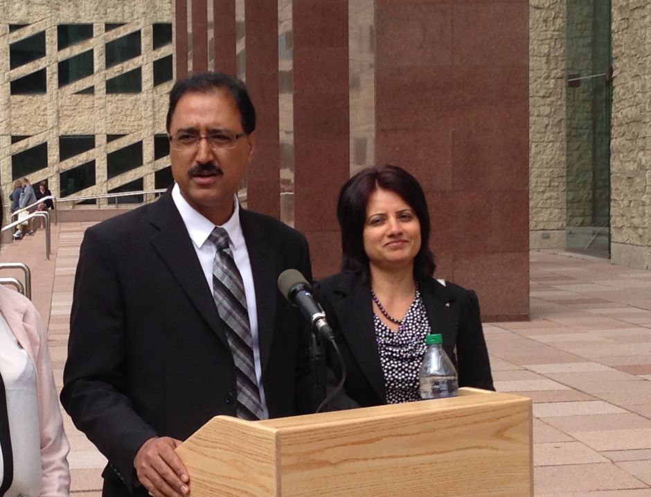 City Councillor Amarjeet Sohi and his wife at an announcement at City Hall May 28, 2013.