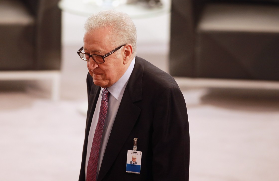 Lakhdar Brahimi, UN joint special representative, arrives for day 2 of the 49th Munich Security Conference at Hotel Bayerischer Hof on February 2, 2013 in Munich, Germany.