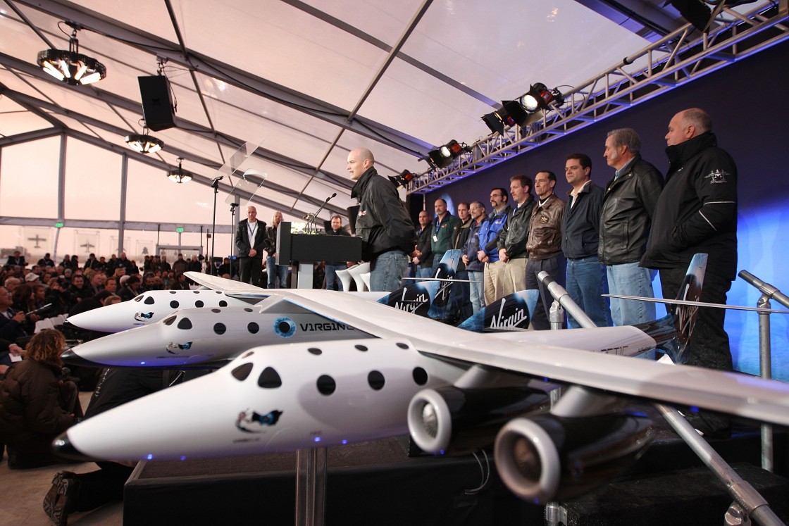 Virgin Galactic unveils its new SpaceShipTwo spacecraft at the Mojave Spaceport on December 7, 2009 near Mojave, California.