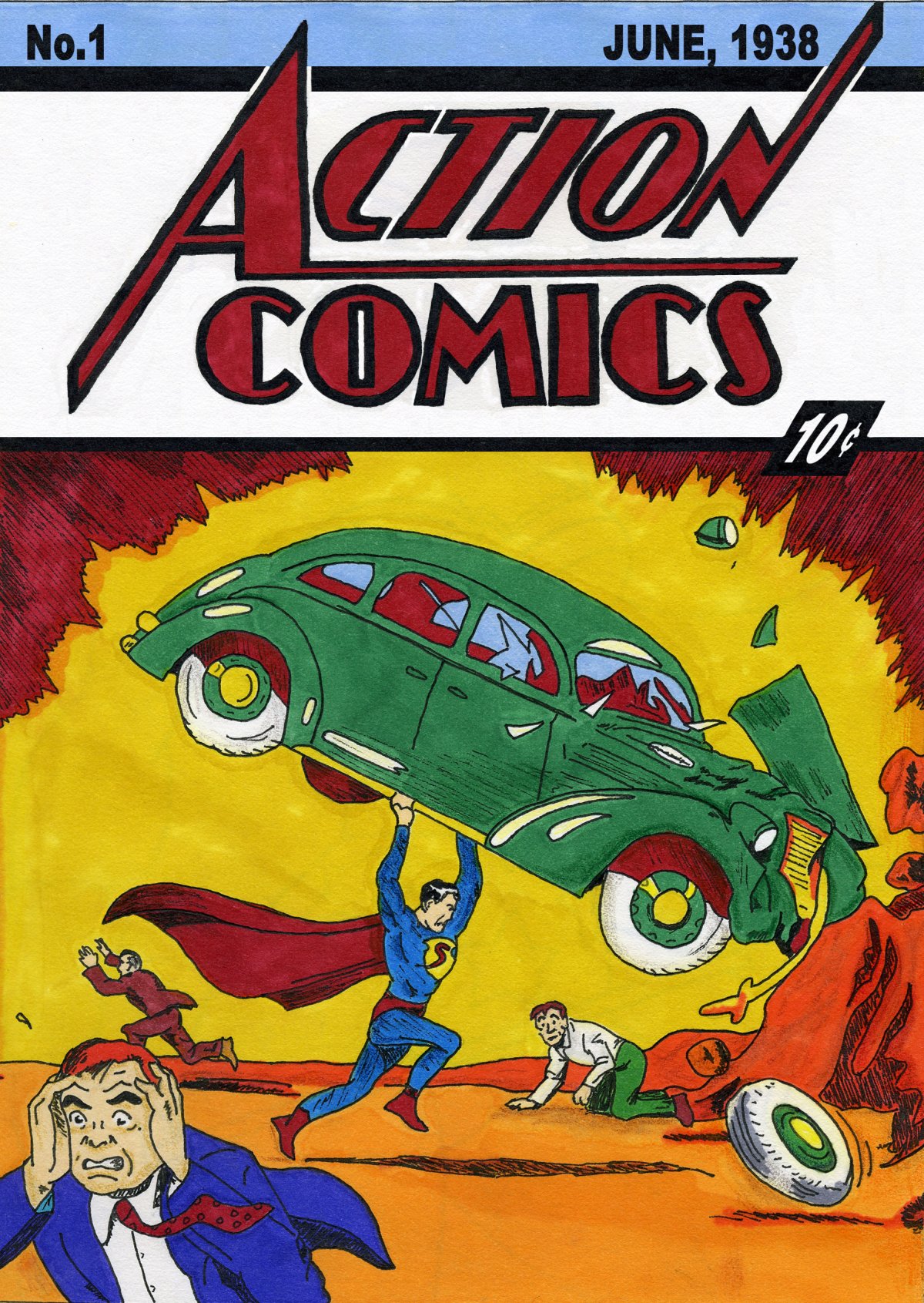 Action Comics No. 1 from June of 1938, featuring the debut of comic book icon Clark Kent AKA Superman.