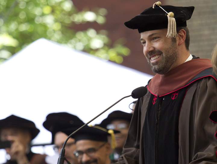 Ben Affleck receives an honourary degree at Brown University.