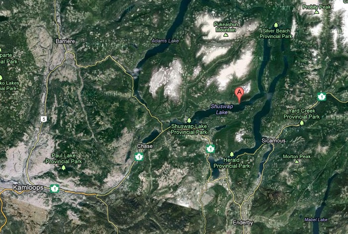 Anglemont is located 45 minutes east of Chase. 