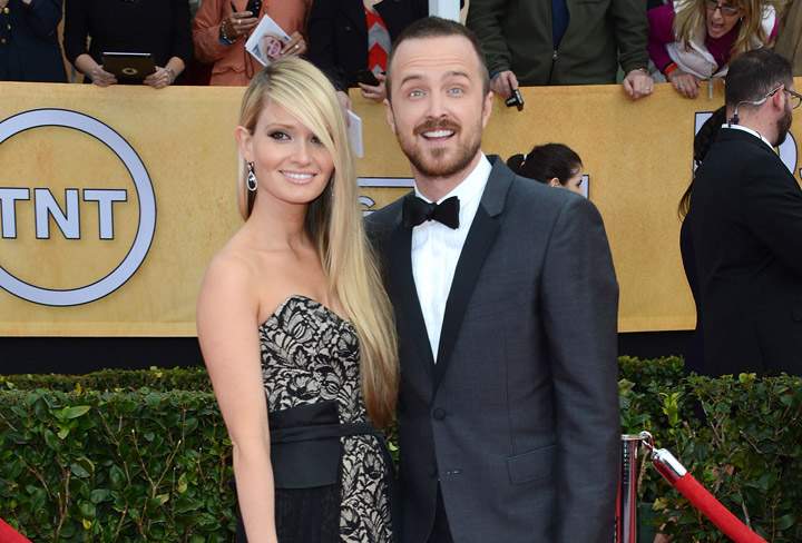 Lauren Parsekian and Aaron Paul at the SAG Awards in January 2013.