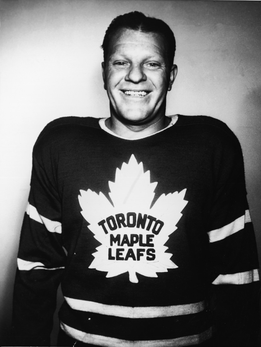 Portrait of Canadian professional hockey player Turk Broda goaltender for the Toronto Maple Leafs during the 1942 Stanley Cup Finals.
