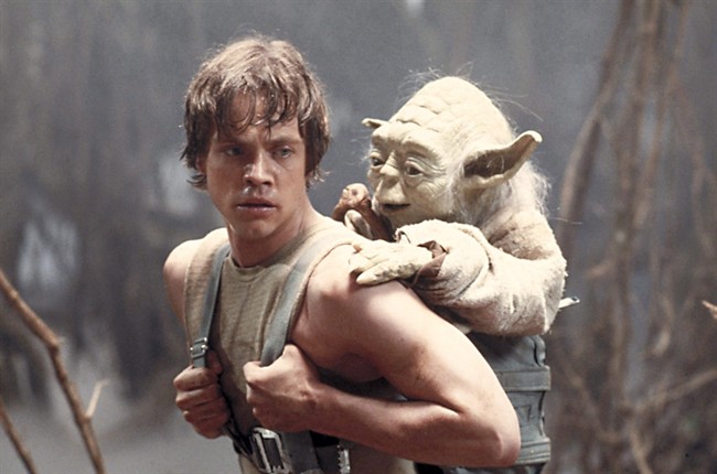 Mark Hamill as Luke Skywalker and the character Yoda appear in this scene from "Star Wars Episode V: The Empire Strikes Back" in this 1980 publicity image originally released by Lucasfilm Ltd. 