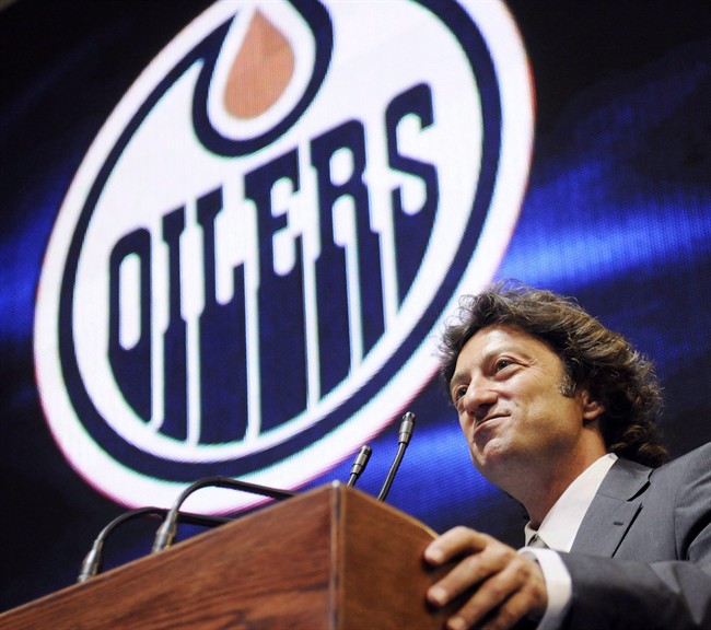Daryl Katz takes ownership of the Edmonton Oilers during a news conference at Rexall Arena in Edmonton on Wednesday July 2, 2008. THE CANADIAN PRESS/Jimmy Jeong