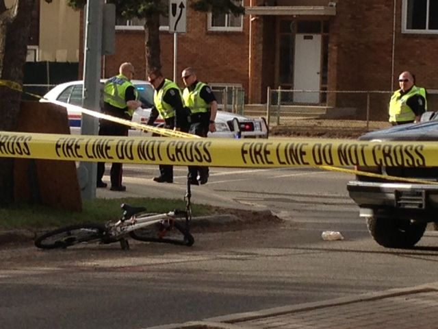 Police investigate collision involving cyclist on Friday, May 3, 2013.