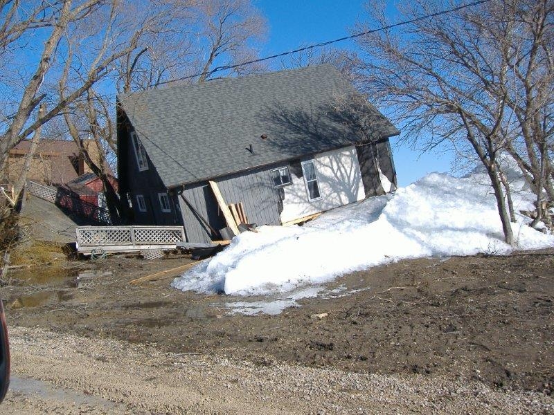 Home destroyed by ice wall near Dauphin on May 10, 2013