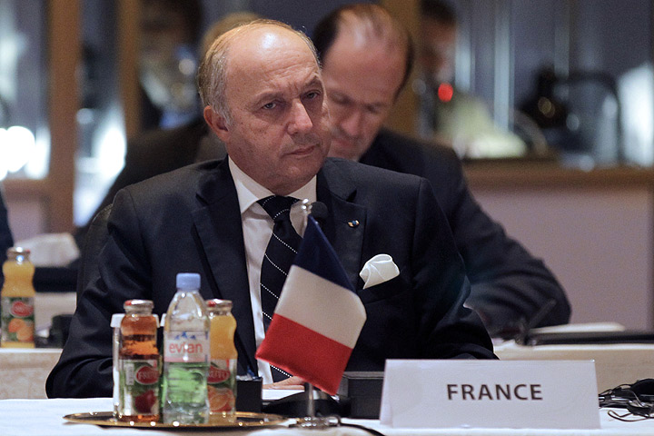 French Minister of Foreign Affairs Laurent Fabius attends the 'Friends of Syria' meeting in Amman, Jordan on May 22, 2013.
