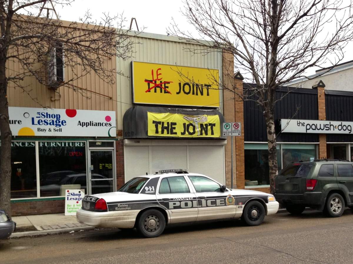 Police at the Marion St. location of “The Joint” on May 1, 2013