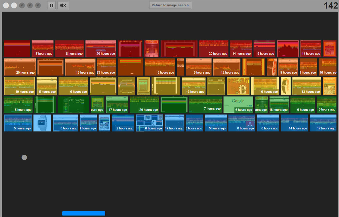A Google image search for "Atari Breakout" automatically
converts the search results screen into a tribute to the video game,
which was originally released in 1976.