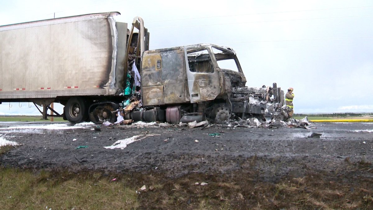 A Calgary man was killed when his vehicle hit a semi-trailer head- on, on Highway 8.