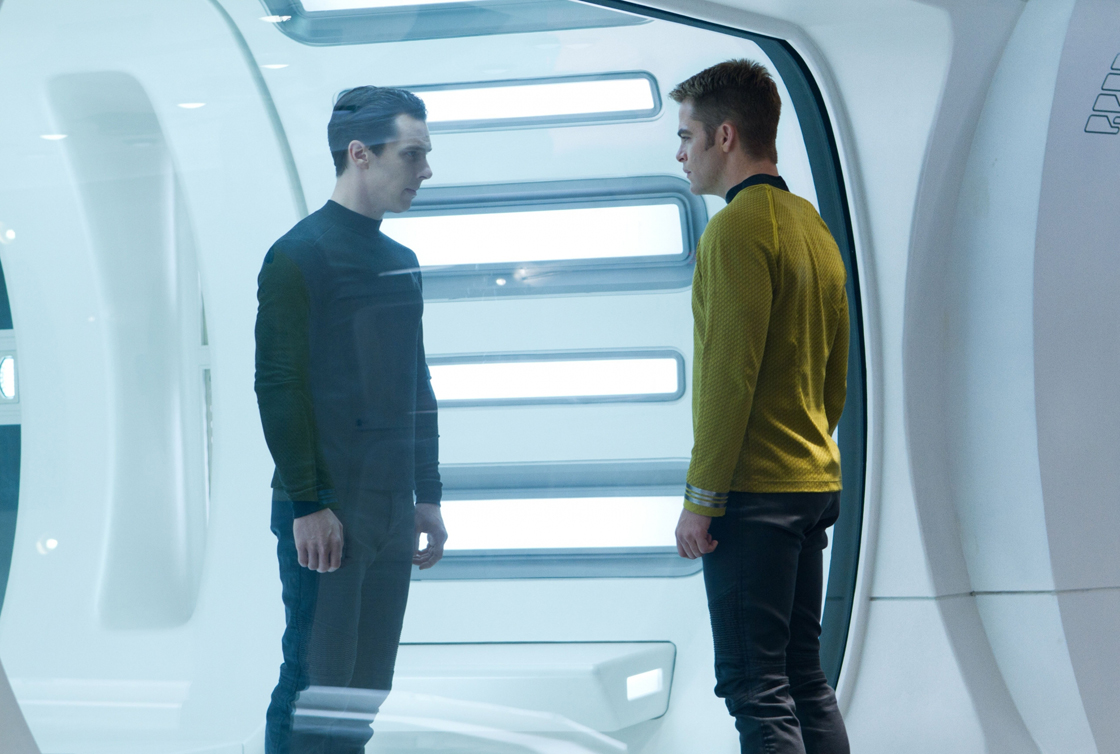 Benedict Cumberbatch, left, and Chris Pine in a scene from 'Star Trek Into Darkness.'.
