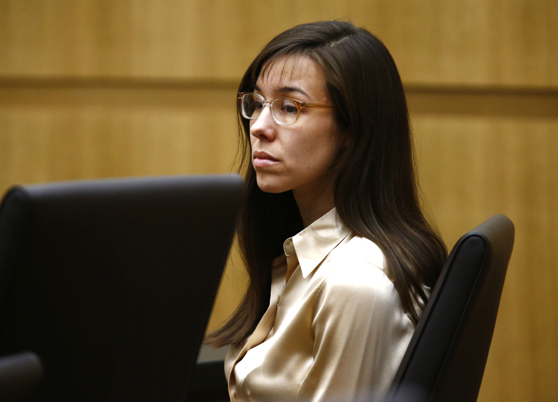 Jodi Arias reacts during the sentencing phase of her trial at Maricopa County Superior Court in Phoenix, Wednesday, May 15, 2013.