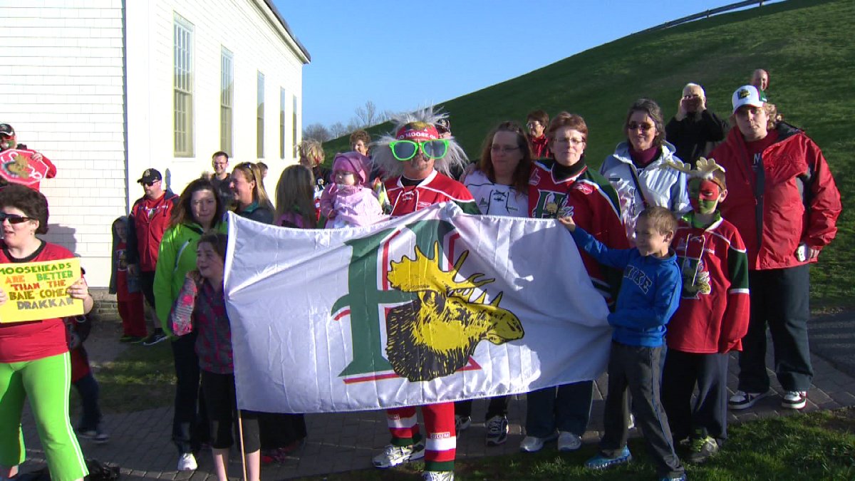 About 25 people gathered on Citadel Hill in downtown Halifax before the game to show their support for the team, which faced off against the Baie-Comeau Drakkar.
