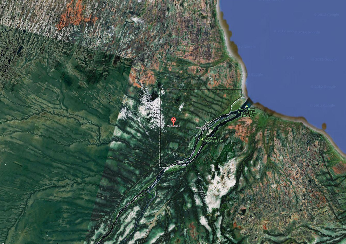 Map showing Moosonee, Ont.