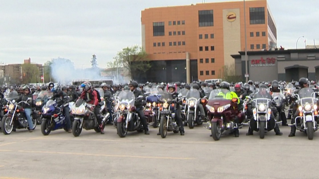 Participants of one of the many 'Motorcycle Ride For Dad' charity events held across Canada on May 25, 2013.