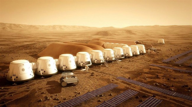 An artist's rendition of the Mars One settlement.