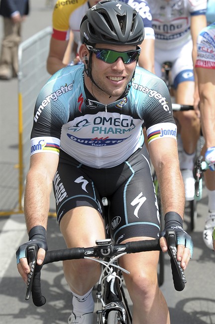 British cyclist Mark Cavendish at the opening stage of the Giro d'Italia. May 4, 2013. (AP File Photo/Fabio Ferrari).