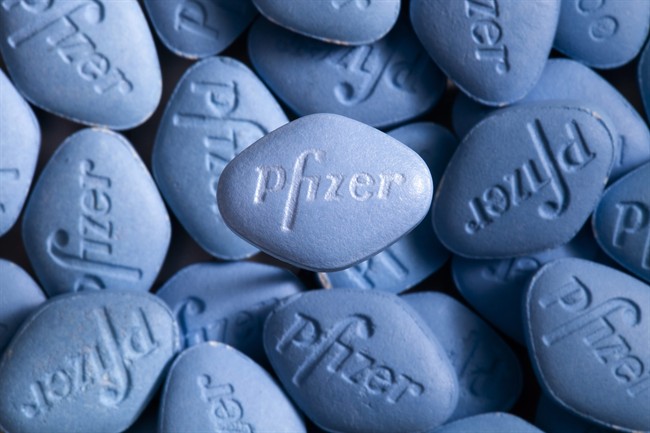 This undated photo provided by pfizer shows Viagra pills.