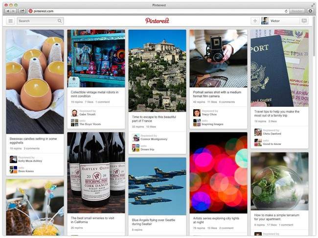 This undated image provided by Pinterest shows the popular link- and photo-sharing website's new updated site. The update now offers people a simpler navigation and new ways to arrange their boards to fit their needs. Although the haphazard spirit of Pinterest remains, the site is much less overwhelming. 