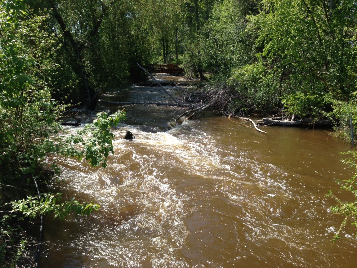 In 2013 West Kelowna also had to shut down Rotary Trails Park due to flooding from Powers Creek. The surging creek is shown in this May 2013 file photo.