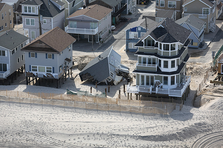 A destroyed home remains more than six months after Superstorm Sandy on May 14, 2013 near Mantoloking, New Jersey. HRH Prince Harry visited nearby Seaside Heights Tuesday to see rebuilding efforts along the Jersey Shore. (Photo credit: Getty Images)