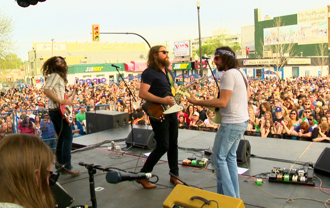 Saskatoon’s The Sheepdogs perform at Broadway Avenue on the Red Bull Tour Bus on Victoria Day.