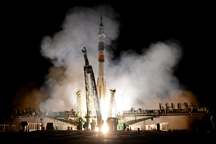 Russia's Soyuz TMA-09M spacecraft blasts off from the Russian leased Kazakh Baikonur cosmodrome early on May 29, 2013. 