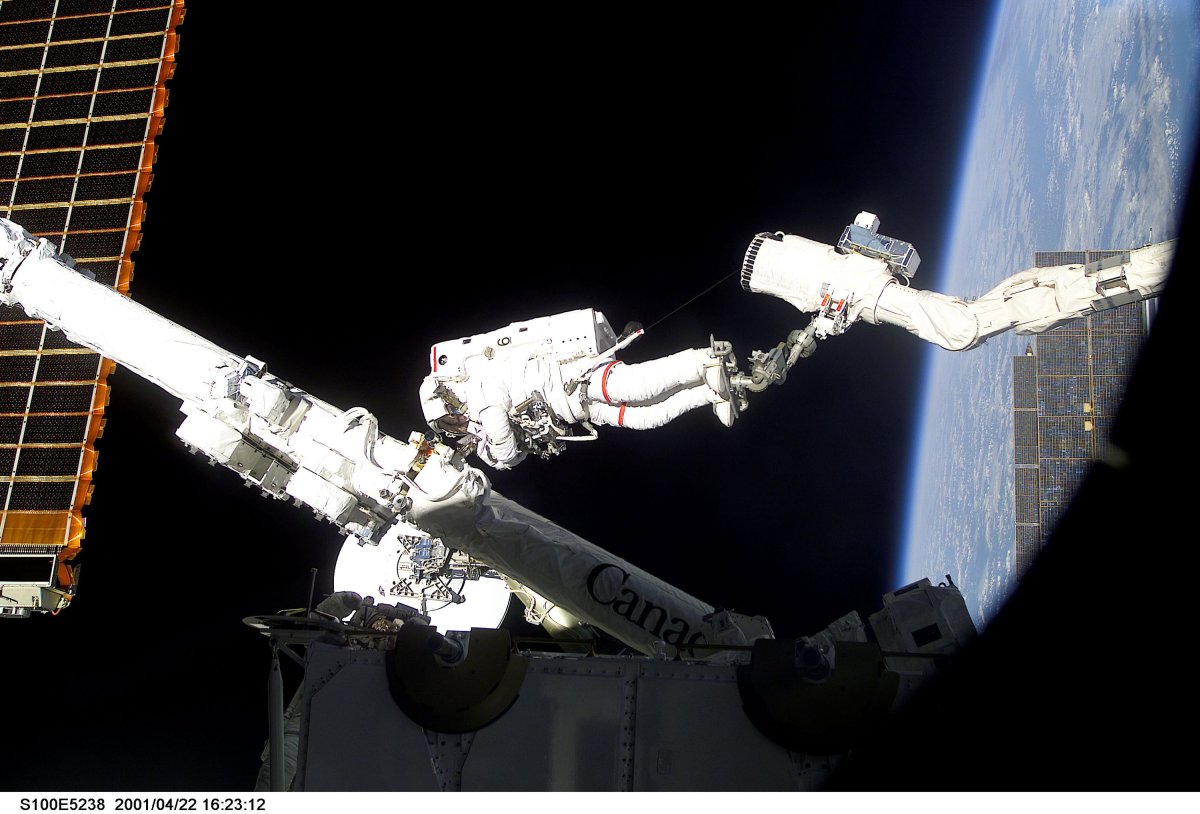 Chris Hadfield, seen here in 2001 during the STS-100 mission. Working in space is a dangerous business, especially when undertaking spacewalks.