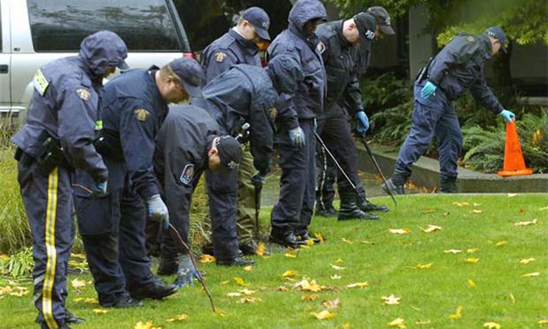 RCMP investigating the Surrey Six Massacre in October 2007 search grounds nearby. Four Mounties facing a series of charges related to their work on the Surrey Six murder trial have finally retained lawyers after months of wrangling with the RCMP over legal funding.