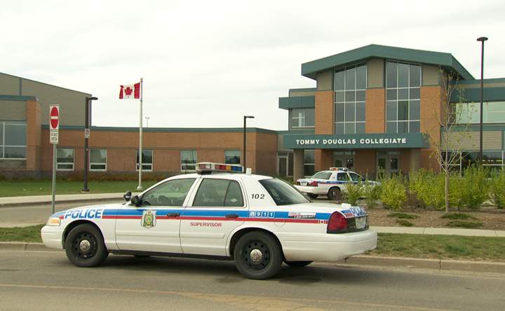 Two teenage boys charged after a gun was reported at a Saskatoon high school on Thursday afternoon.