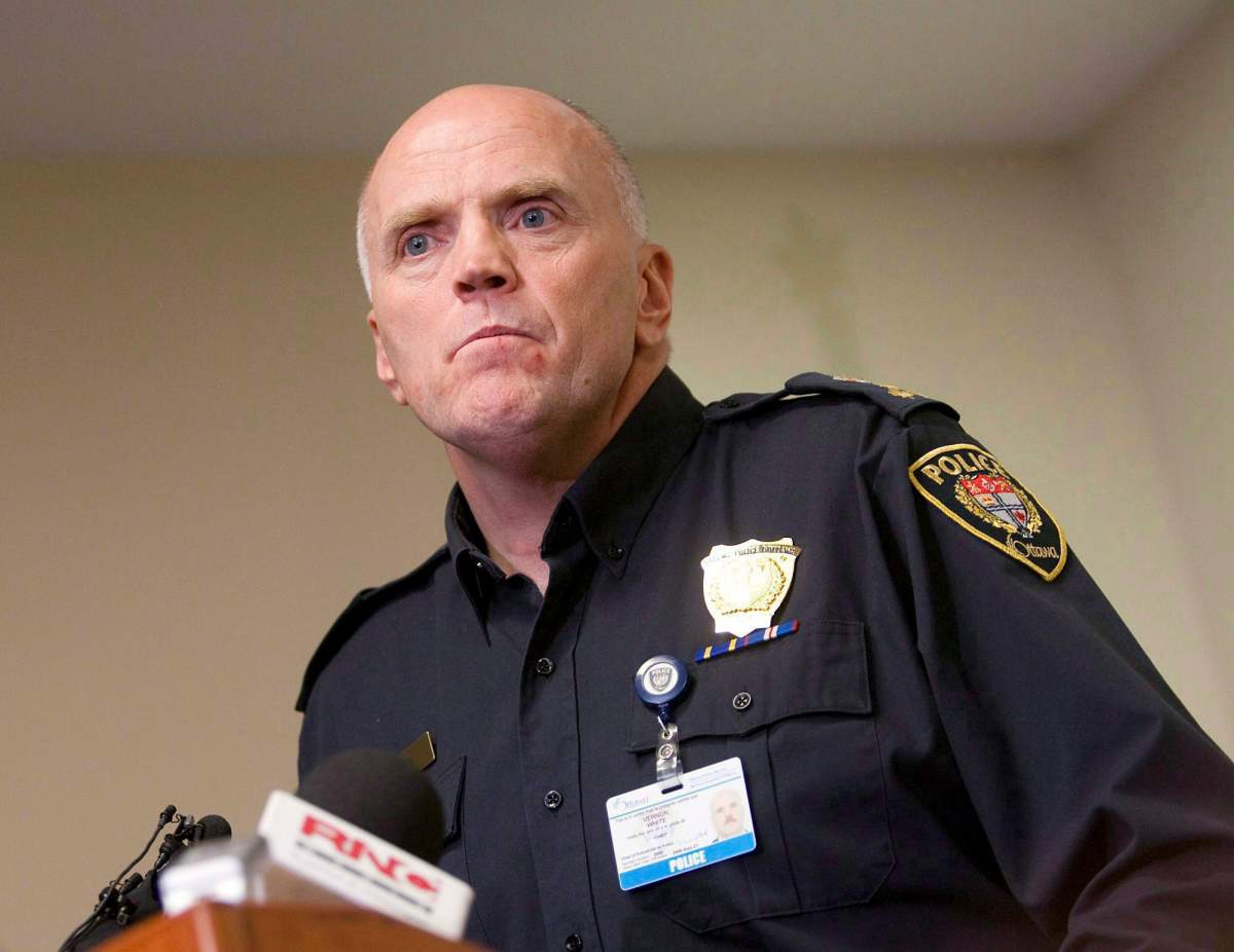 Conservative Sen. Vern White, the former Ottawa police chief, speaks to members of the media in Ottawa on Tuesday, Dec. 29, 2009.