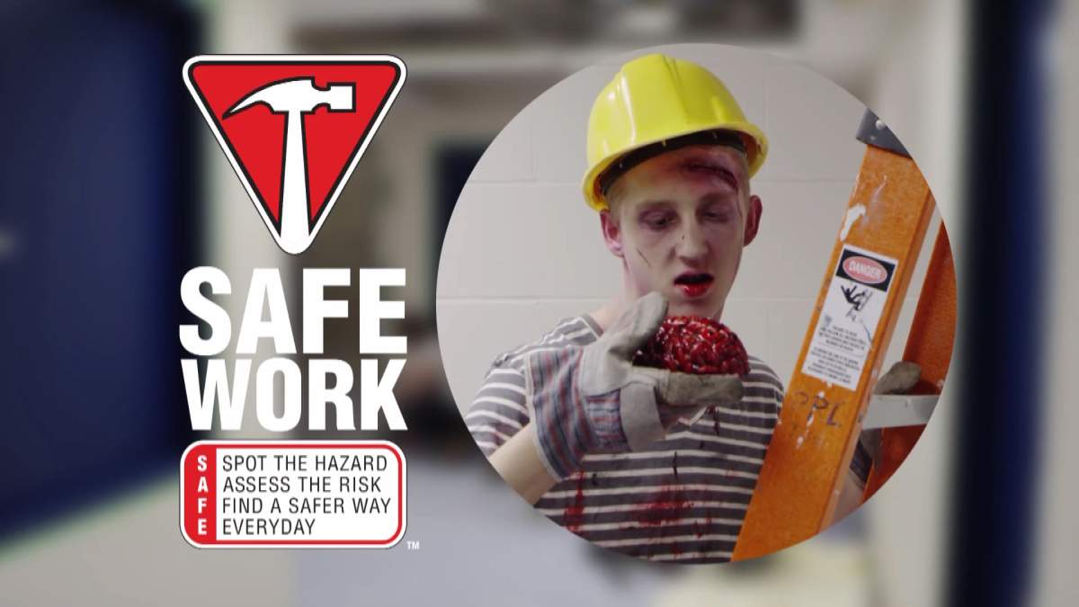 Oak Park High School in Winnipeg produced this zombie themed workplace safety ad. May 8, 2013.