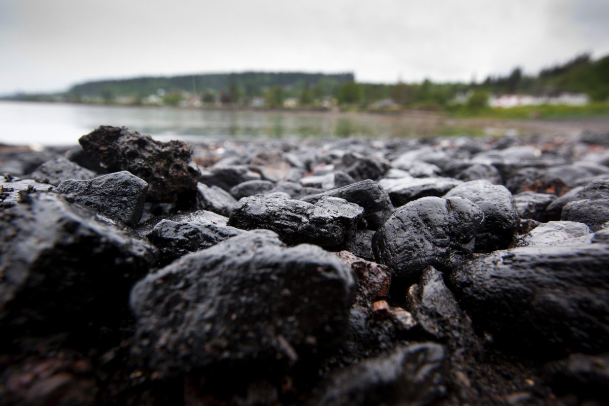 Big chunks of coal on the beach around Union Bay May 25, 2011. Mounds of coal remain decades after the mining industry left Buckley Bay. 