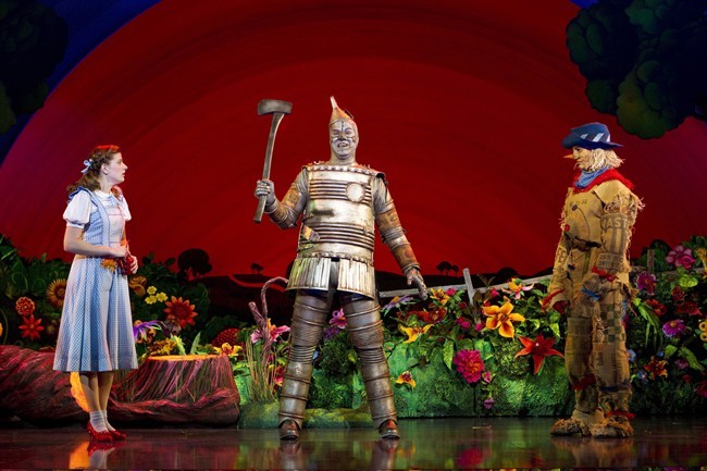 Danielle Wade as Dorothy, Mike Jackson as Tin Man and Jamie McKnight as Scarecrow star in The Wizard of Oz in a handout photo. 