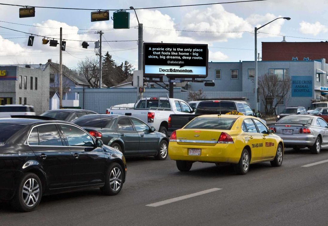 'Dear City Canada' project will display tweets about cities on digital billboards across Canada.